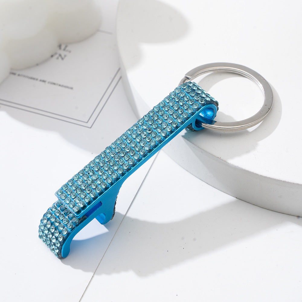 Wholesale Colorful Rhinestone Aluminum Alloy Beer Bottle Opener Keychain